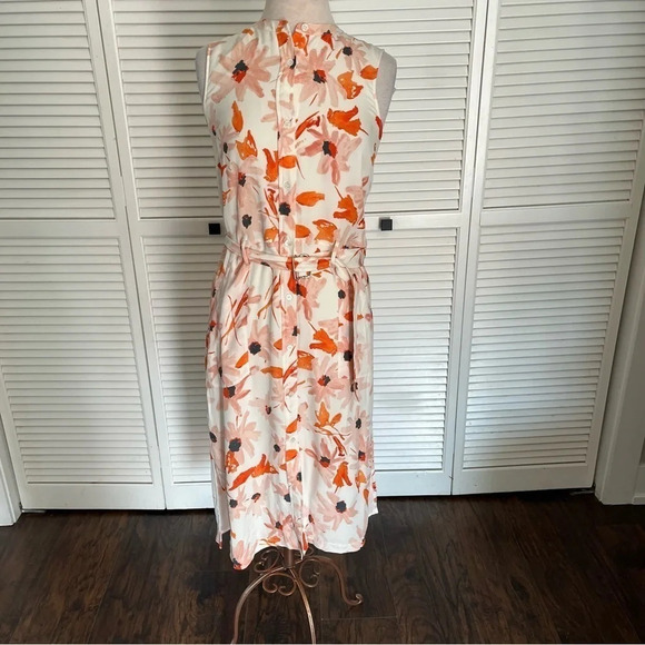 THEORY Linigole Floral midi dress silk belted sleeveless button front 6 - Picture 1 of 8